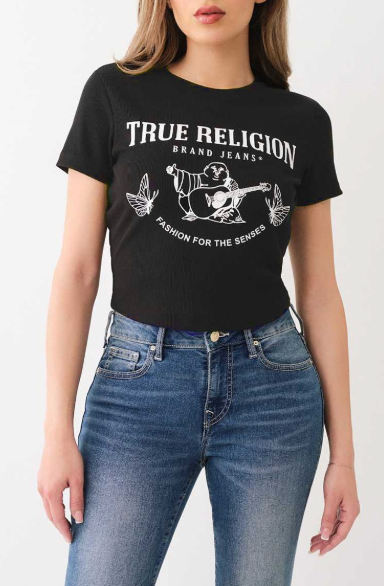 ALDT245-Graphic Fitted Crop Tee