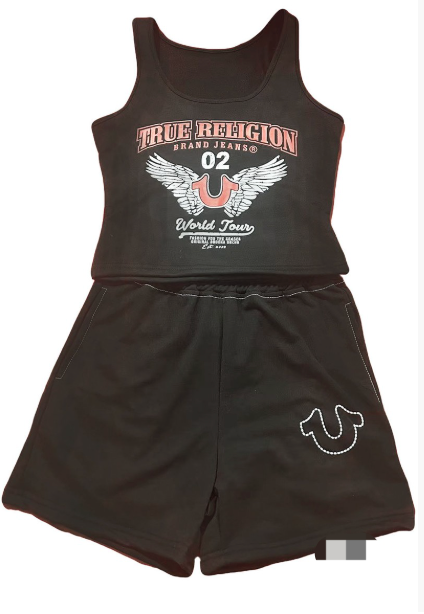 ALDS467-Printed Crop Tank Top & Shorts Set