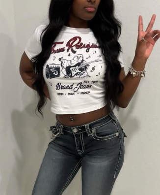 ALGT177-Graphic Printed Babe Tee