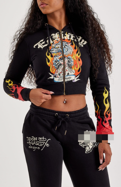 ALES227-Graphic Print Hoodie And Pants Tracksuit Set