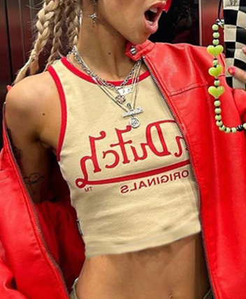 ALGT174-Letter Print Crop Tank