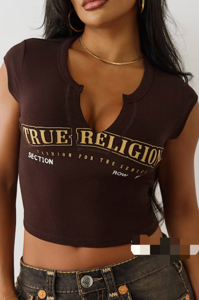 ALET101-Letter Print Crop Tee