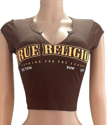 ALET101-Letter Print Crop Tee
