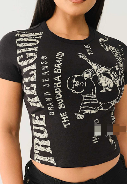 ALGT170-Graphic Print Crop Babe Tee