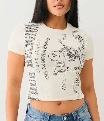 ALGT170-Graphic Print Crop Babe Tee