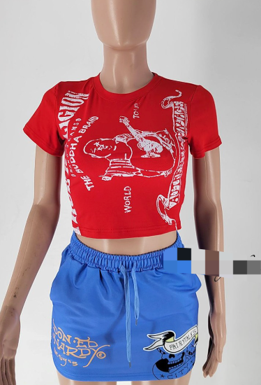 ALGT169-Graphic Print Crop Babe Tee