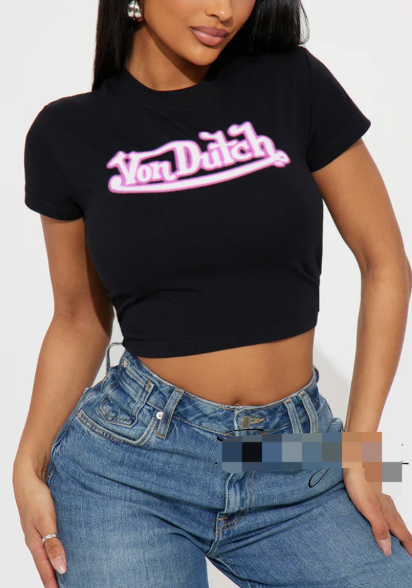 ALGT153-Letter Print Baby Tee