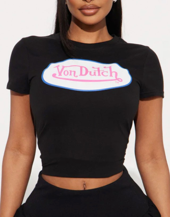 ALGT152-Letter Print Baby Tee