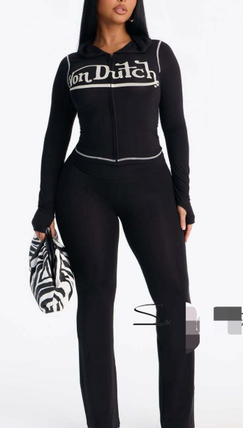 ALGS158-Letter Print Tracksuit Set