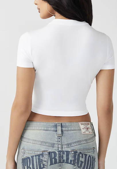 ALGT101-Graphic Print Fitted Crop Tee