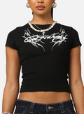 ALGT142-Graphic Print Crop Babe Tee