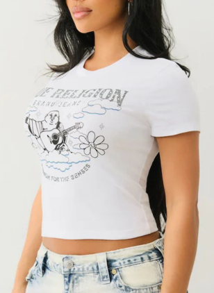 ALGT139-Graphic Print Crop Babe Tee