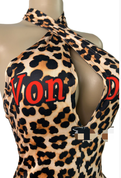 ALGK132-Leopard Print Bodycon Romper