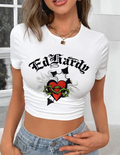 ALGT133-Graphic Print Crop Babe Tee