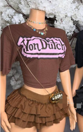 ALGT128-Letter Print Crop Babe Tee