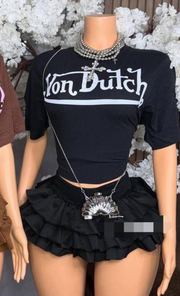 ALGT128-Letter Print Crop Babe Tee