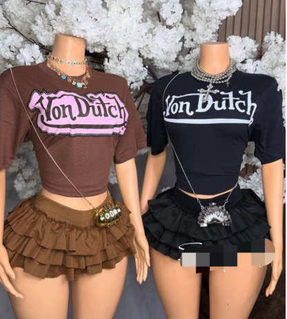 ALGT128-Letter Print Crop Babe Tee