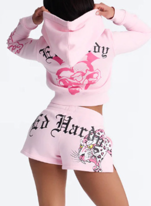 GGS122-Graphic Hoodie And Shorts Set