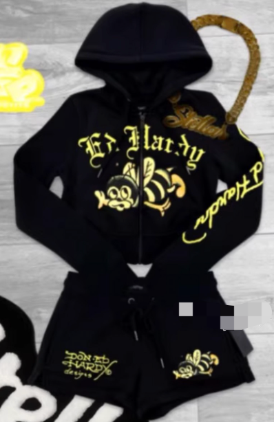 GGS122-Graphic Hoodie And Shorts Set