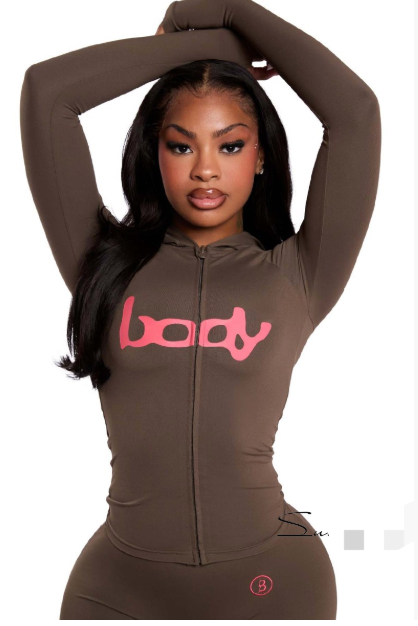 ALES152-Letter Print Hoodie Tracksuit Set