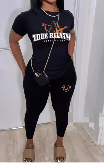 ALFS156-Graphic Tee & High-Waist Leggings Set