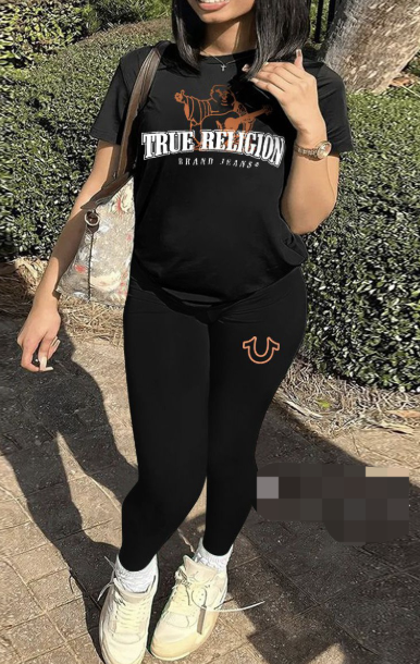 ALFS156-Graphic Tee & High-Waist Leggings Set