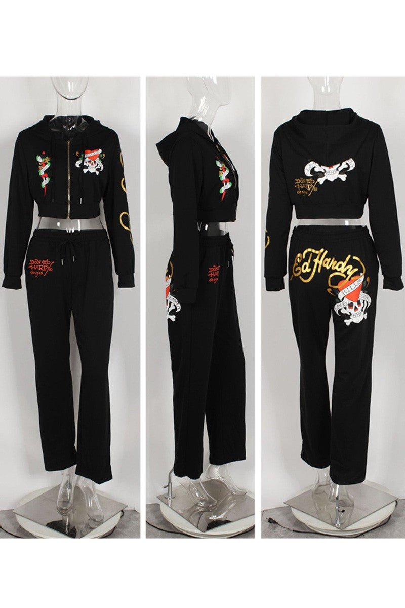 ALOO468-Graphic Tracksuit Set