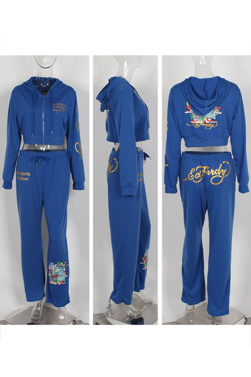ALOO468-Graphic Tracksuit Set