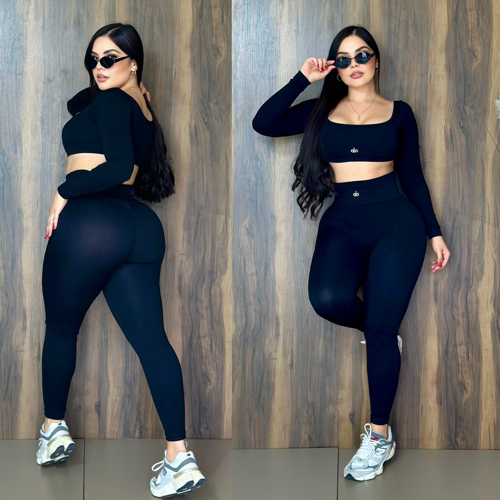 AL043-Top And High-Waist Leggings Set