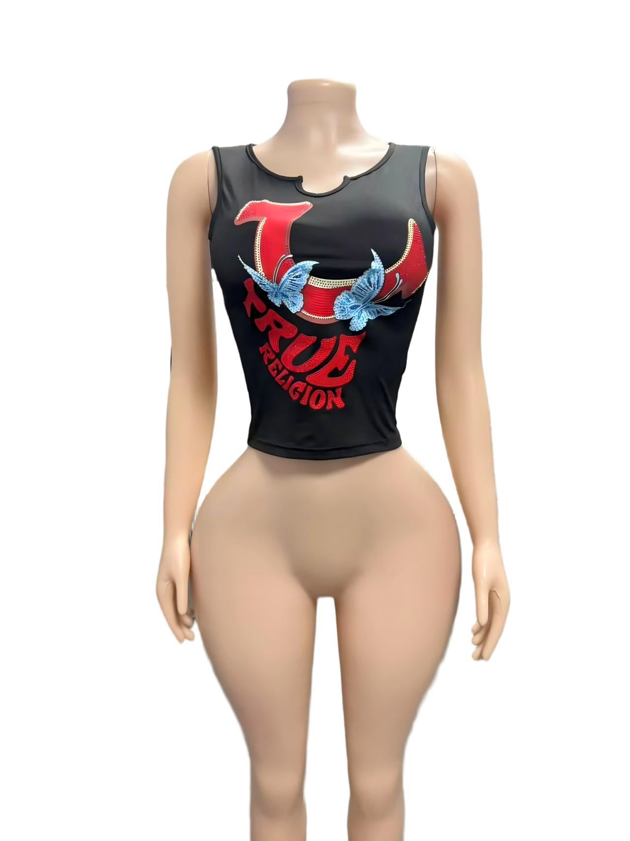 AL011-Rhinestone Tank Top