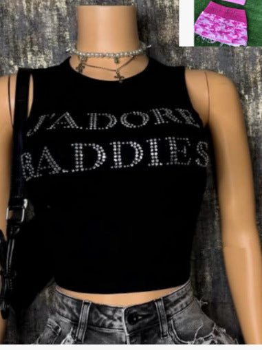 ALT218-Rhinestone Crop Tank