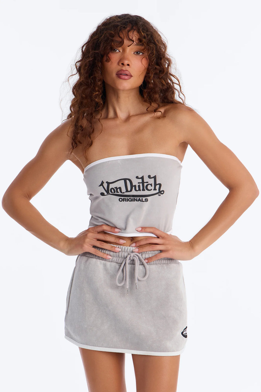 AL032-Letter Print Mini Skirt Set