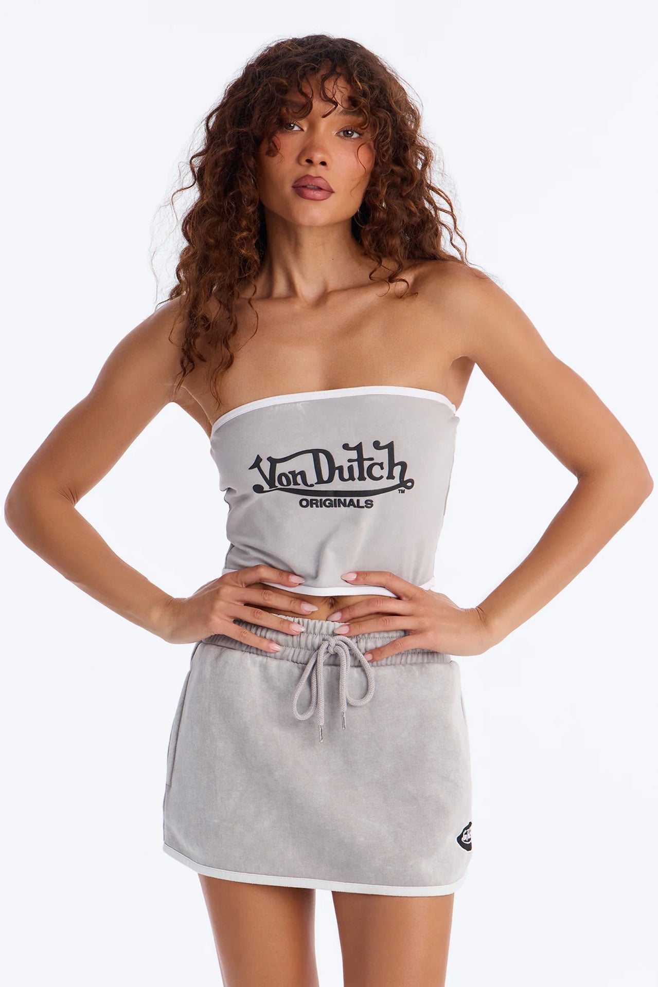 AL032-Letter Print Mini Skirt Set