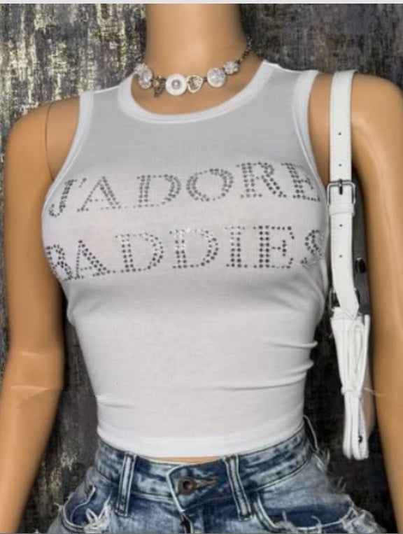 ALT218-Rhinestone Crop Tank