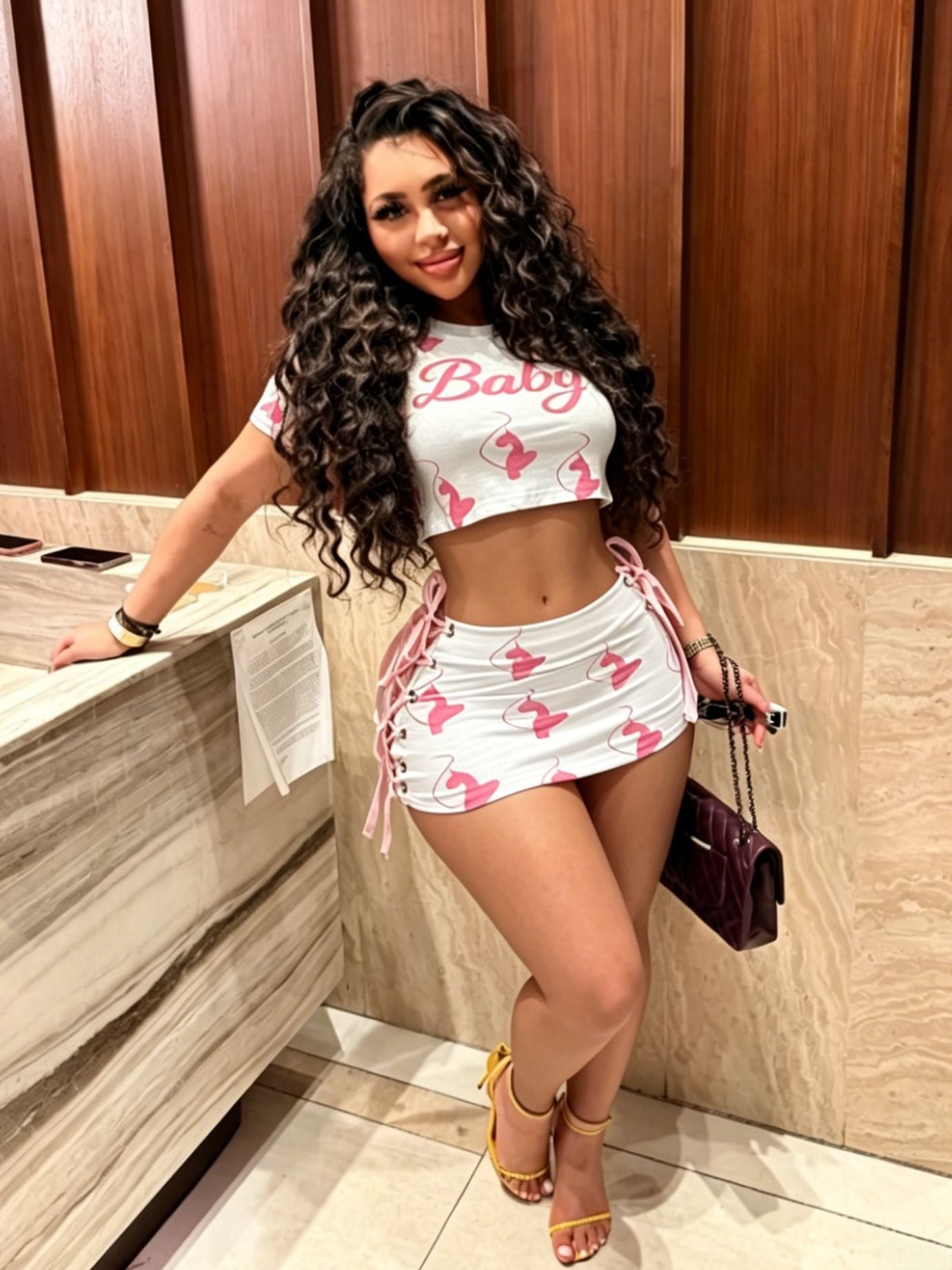 AL009-Graphic Mini Skirt Set