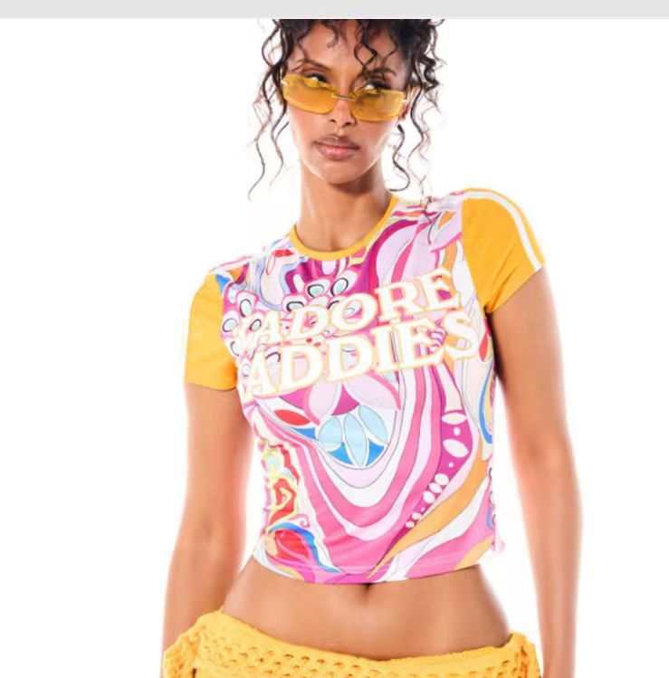 ALT214-Graphic Printed Short Sleeve Top