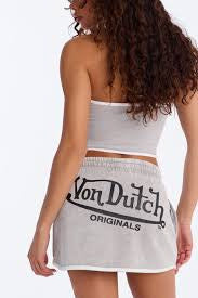 AL032-Letter Print Mini Skirt Set