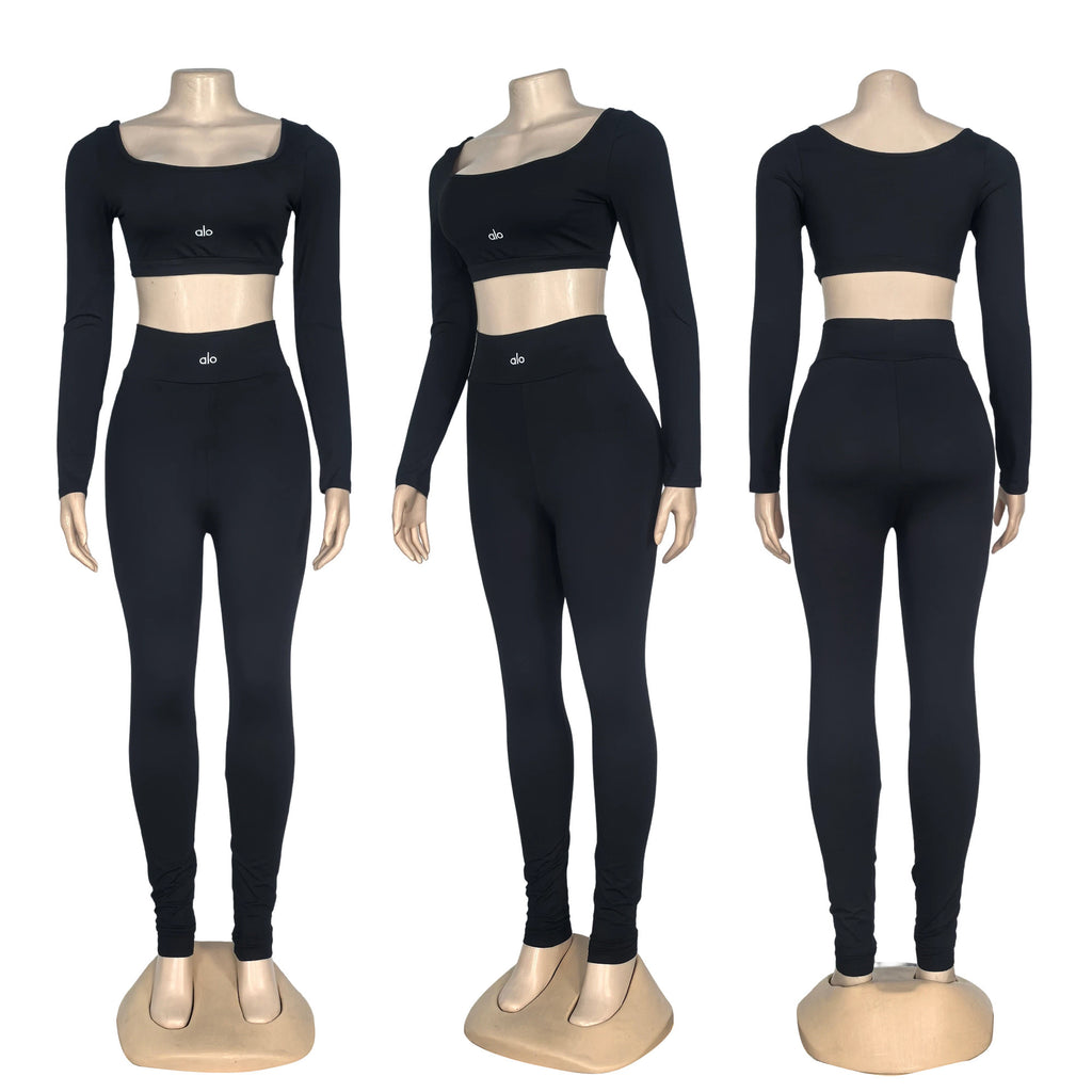 AL043-Top And High-Waist Leggings Set